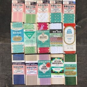 Lot of 15 Vintage Rick Rack & Seam Binding Various Colors And Manufacturers